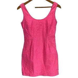 Lilly Pulitzer Lonnie Daisy Lane Mini Dress Womens 0 Lace Floral Sleeveless Pink
